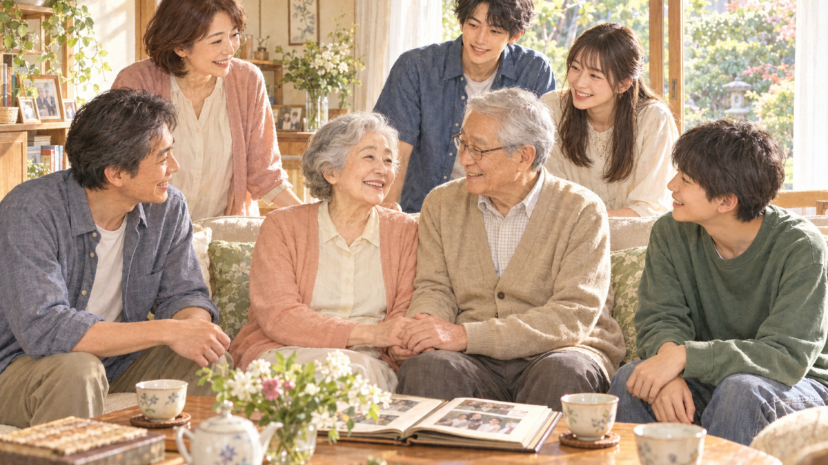 家族に囲まれて