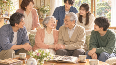 家族に囲まれて